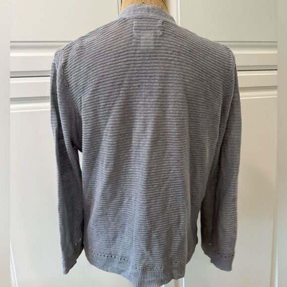 Cynthia Rowley Linen knitted Cardigan Grey - Picture 2 of 4
